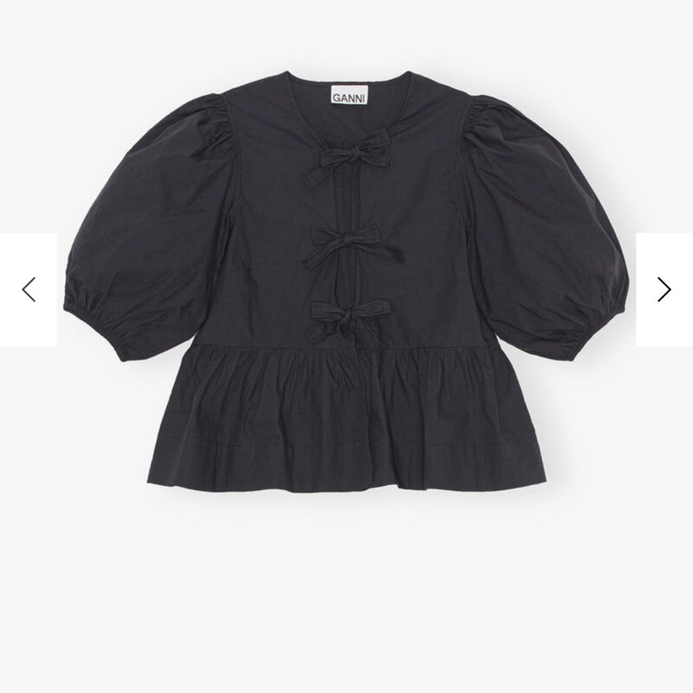 Ganni Black Puff Sleeve Blouse